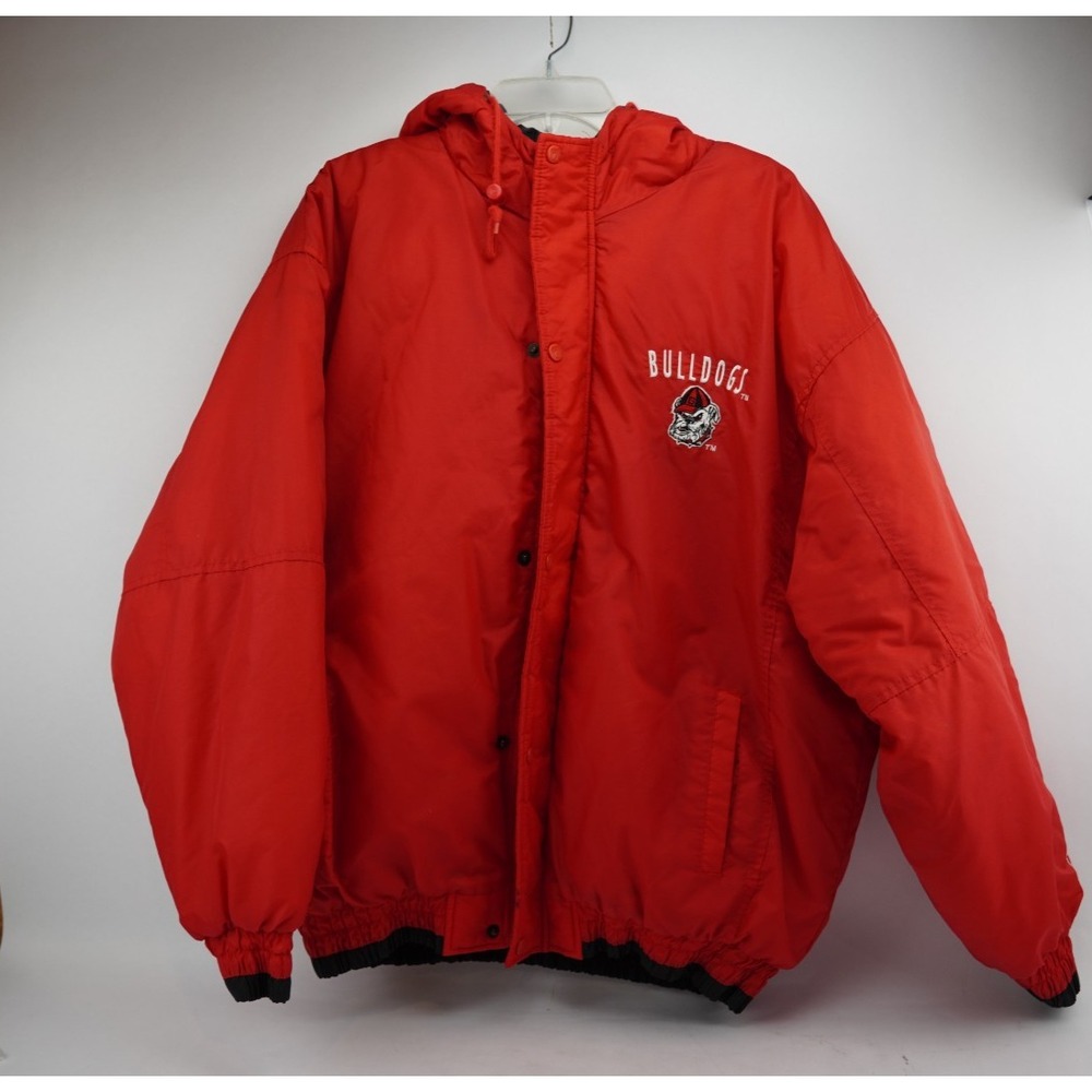 Vintage 90s Georgia‎ Bulldogs Logo 7 Insulated Hooded Jacket, Size Large
